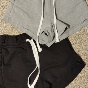 Gray and Black Drawstring Shorts